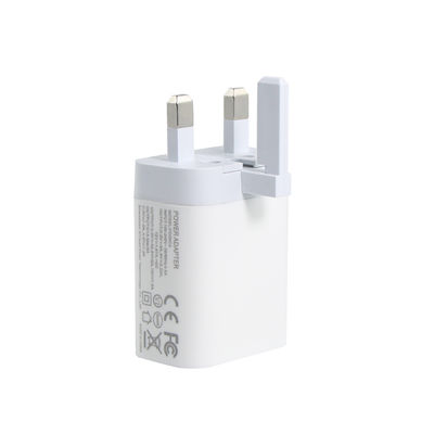 Britse 2-pin muuroplader met USB-C- en USB-A-poorten, 20W-uitgang, compacte dual-port-stroomadapter voor telefoon/tablet