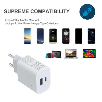 EU 2-pins 20W Dubbele USB-C en USB-A Wandlader