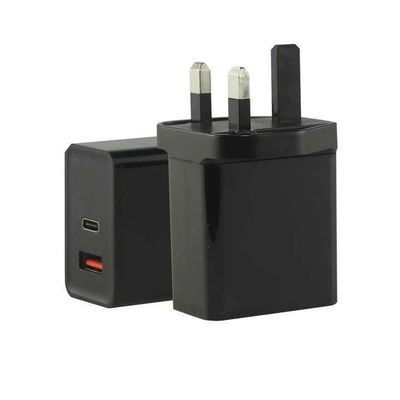 EU 2-pins USB-C en USB-A Wandlader, 45W Dubbele Poort Adapter voor Laptop, Tablet en Smartphone