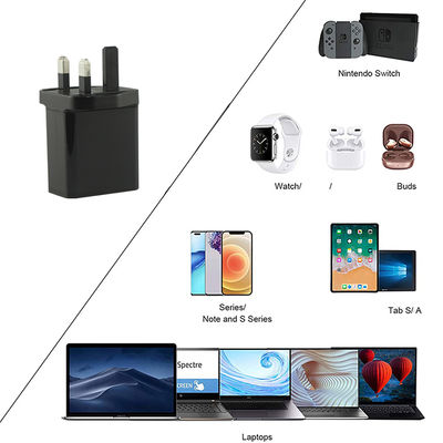 EU 2-pins USB-C en USB-A Wandlader, 45W Dubbele Poort Adapter voor Laptop, Tablet en Smartphone