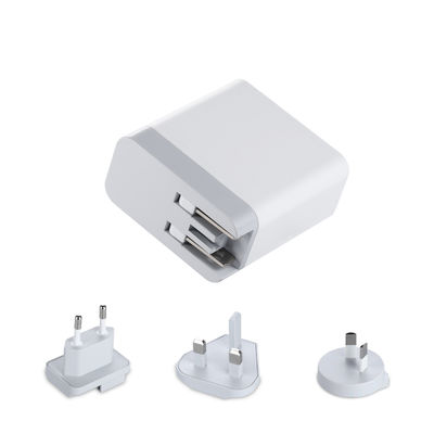 Multi-Port USB Wandlader met Verwisselbare Stekkers, 60W USB-A & USB-C Stroomadapter voor Thuis, Kantoor en Reizen