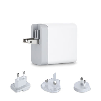 Multi-Port USB Wandlader met Verwisselbare Stekkers, 60W USB-A & USB-C Stroomadapter voor Thuis, Kantoor en Reizen
