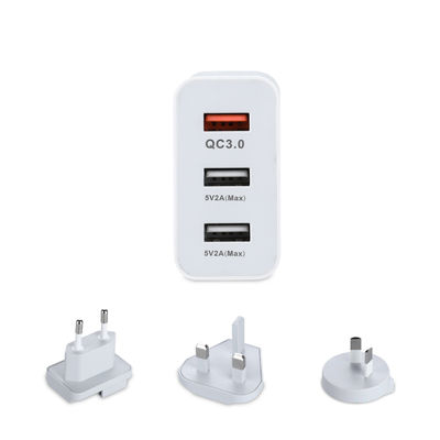 Multi-Port USB Wandlader met Verwisselbare Stekkers, 60W USB-A & USB-C Stroomadapter voor Thuis, Kantoor en Reizen