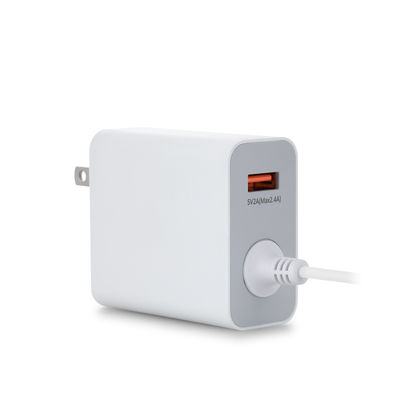 60W USB-C US Wandlader met Vaste Kabel, Snelle Type-C Stroomadapter voor Smartphones, Tablets en Laptops