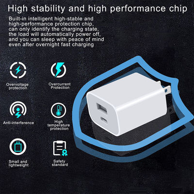 20W USB-C en USB-A US Wandlader met Kabel, Snellaadadapter voor Smartphones en Tablets