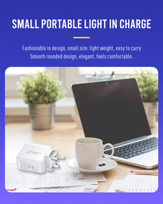 UK 2-pins USB-C-oplader met dubbele poorten, 100W snelle Type-C-stroomadapter voor laptops, tablets en smartphones