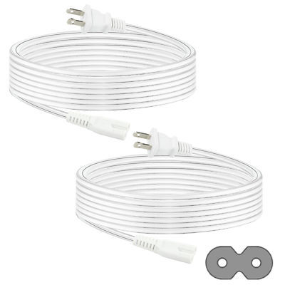 QIUCABLE TV Power Cord - 2Pack 10FT 2 Prong Non-Polarized Plug NEMA 1-15P tot C7 Figuur 8 Vervangingstoevoerkabel (B0D7RKLTSJ)