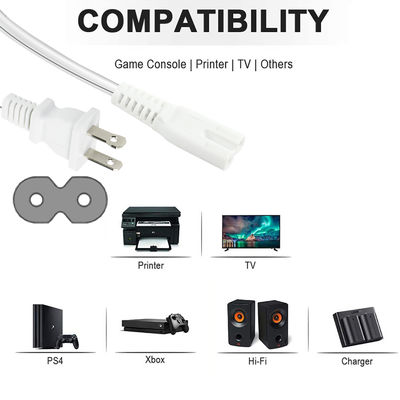 QIUCABLE TV Power Cord - 2Pack 10FT 2 Prong Non-Polarized Plug NEMA 1-15P tot C7 Figuur 8 Vervangingstoevoerkabel (B0D7RKLTSJ)