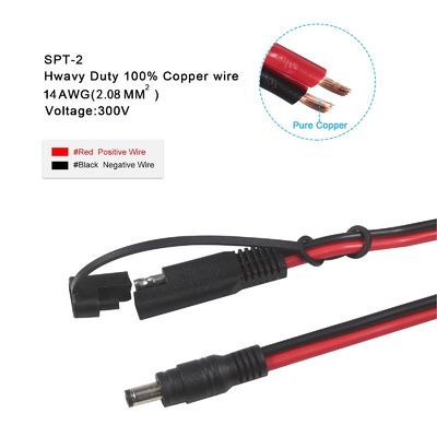 SAE naar DC coaxial adapterkabel - 6Ft 14AWG Quick Release Disconnect Plug 5.5mmx2.1mm Mannelijke Jack Extension Power met 8mm 2.5mm 3.5mm Adapters voor automobiel (B09N3LCJ4F)