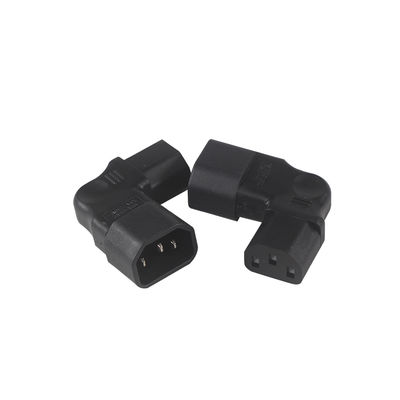 QIUCABLE Haakse IEC Adapter, C14 Mannelijk naar C13 Vrouwelijk, 90 Graden Stekker, 250V AC, 10A Max, 100% Zuiver Koper, PVC Jas (B09V122QLV)