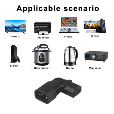 QIUCABLE Haakse IEC Adapter, C14 Mannelijk naar C13 Vrouwelijk, 90 Graden Stekker, 250V AC, 10A Max, 100% Zuiver Koper, PVC Jas (B09V122QLV)