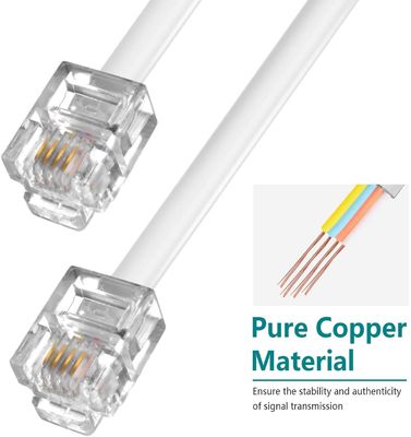 RJ11 Telefoonverlengkabel - 10ft/20ft/30ft extra lang telefoonkabel voor vaste telefoons, modems en faxmachines