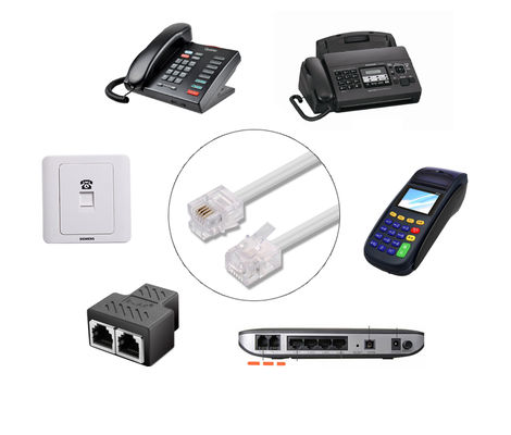 Zware RJ11 Verlengsnoer - 6P4C Modulaire Telefoonkabel met Vergulde Connectoren voor Helder Signaal, 4,5m/7,5m/15m