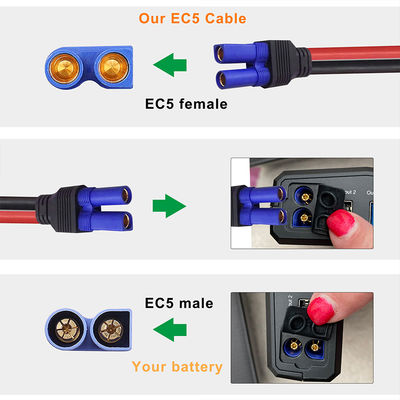 EC5 naar 2-pins rechthoekige DC-connector kabel 12AWG voor zonne-energiesystemen