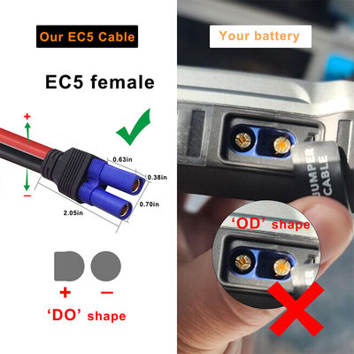 EC5 naar 2-pins rechthoekige DC-connector kabel 12AWG voor zonne-energiesystemen