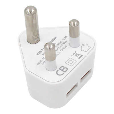 SA Plug Dual USB-A Wandlader 5V 2.4A voor Mobiele Apparaten