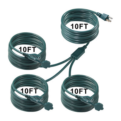 NEMA 5-15P naar 3-weg Amerikaanse stopcontact splitter verlengsnoer - 125V AC zwaar uitgevoerde kabel voor thuis, kantoor, werkplaats