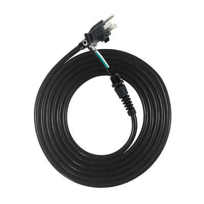 3P Open End Verlengsnoer, NEMA 5-15P Stekker naar Blote Draad, 14AWG Stroomkabel met Trekontlasting Kabelklem, Binnen/Buiten Gebruik