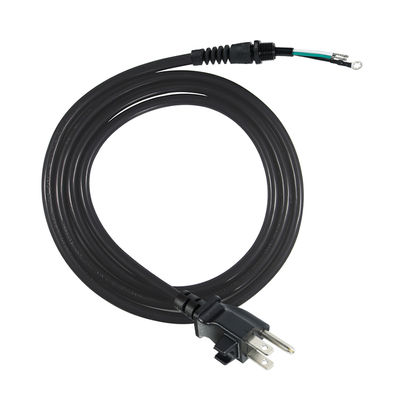 3P Open End Verlengsnoer, NEMA 5-15P Stekker naar Blote Draad, 14AWG Stroomkabel met Trekontlasting Kabelklem, Binnen/Buiten Gebruik