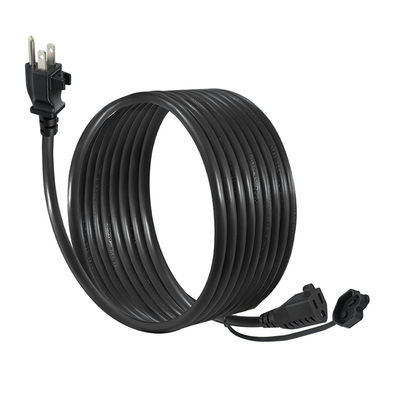 NEMA 5-15P tot uitlaatverlengkabel met kabelclip 14AWG