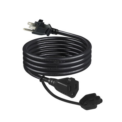 NEMA 5-15P tot uitlaatverlengkabel met kabelclip 14AWG