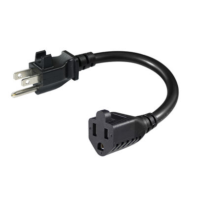 NEMA 5-15P tot uitlaatverlengkabel met kabelclip 14AWG