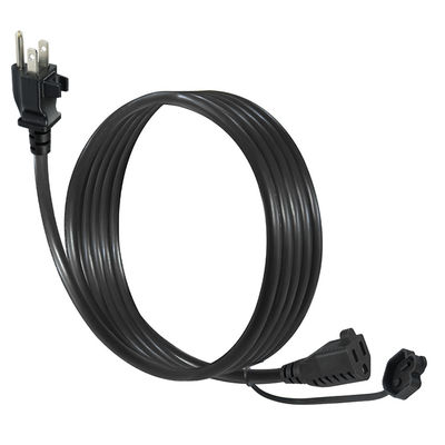 NEMA 5-15P tot uitlaatverlengkabel met kabelclip 14AWG