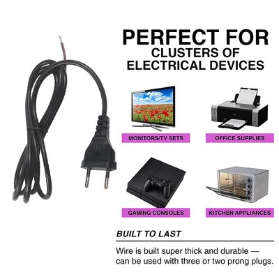 1.8M EU 2-pins stekker netsnoer 250V 10A PVC kabel