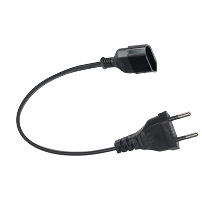 EU 2-pin verlengsnoer 1.2M Zwarte PVC-stroomkabel