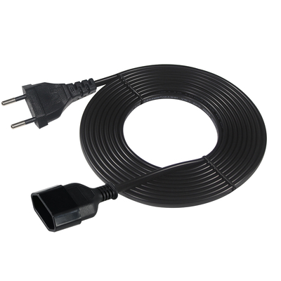 EU 2-pin verlengsnoer 1.2M Zwarte PVC-stroomkabel