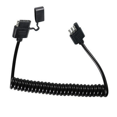 4-pinnige opgerolde trailer lichtverlengkabel weersbestendig 1,2M zwart