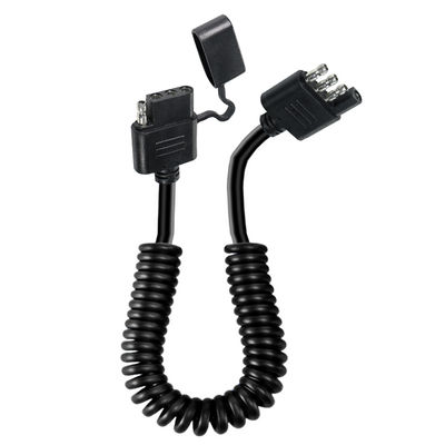 4-pinnige opgerolde trailer lichtverlengkabel weersbestendig 1,2M zwart