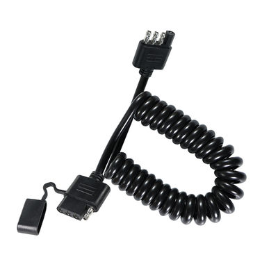 4-pinnige opgerolde trailer lichtverlengkabel weersbestendig 1,2M zwart