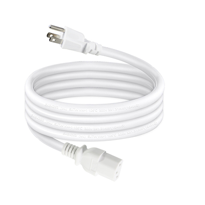 Rechte hoek NEMA 5-15P naar C13 stroomkabel- 3-prong US Plug naar IEC C13 wisselstroomkabel voor monitor, server, PDU, 10A 125V