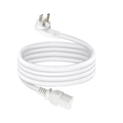 Rechte hoek NEMA 5-15P naar C13 stroomkabel- 3-prong US Plug naar IEC C13 wisselstroomkabel voor monitor, server, PDU, 10A 125V