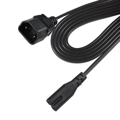 Rechthoek C7 tot en met C18 stroomkabel-IEC AC adapterkabel voor klein apparaat, monitor, ruimtebesparende stroomverbinding