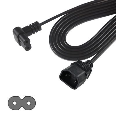 Rechthoek C7 tot en met C18 stroomkabel-IEC AC adapterkabel voor klein apparaat, monitor, ruimtebesparende stroomverbinding
