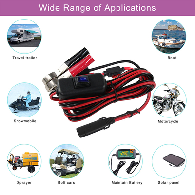 SAE naar Alligator Clip Batterijkabel met Inline Zekering en Schakelaar - 12V Stroomverlengkabel voor Zonne-energie, Automotive, Doe-het-zelf