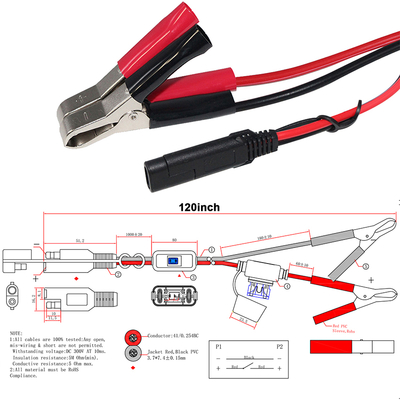 SAE naar Alligator Clip Batterijkabel met Inline Zekering en Schakelaar - 12V Stroomverlengkabel voor Zonne-energie, Automotive, Doe-het-zelf