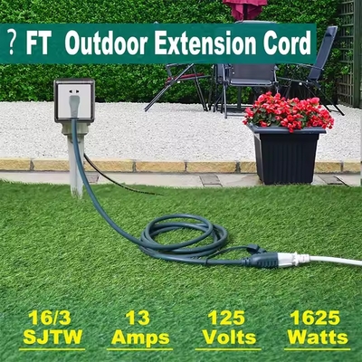 Groene haakse NEMA 5-15P naar 5-15R verlengkabel - 90° platte stekker met stofkap (14AWG, 6ft)