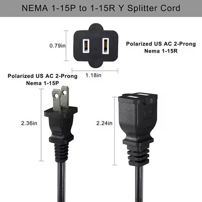 1-tot-4 NEMA 1-15P Flat Plug Power Splitter - ruimtebesparende 125V 15A Multi-Outlet Extension voor thuis/kantoor
