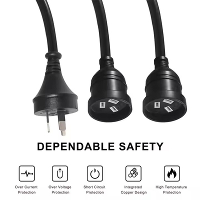 AU -plug op 2 x AUS Socket Splitter Extension Cord - Australian 3 -Pin Mains Power Cable