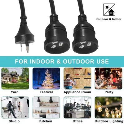 AU -plug op 2 x AUS Socket Splitter Extension Cord - Australian 3 -Pin Mains Power Cable
