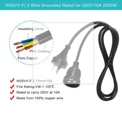 Australische 3-pins verlengsnoer 10A/15A SAA-goedgekeurde PVC-kabel