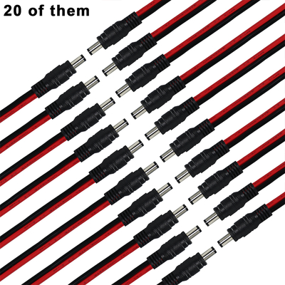 DC Male Plug to Tined Wire Power Cable, 5,5x2,1 mm of 5,5x2,5 mm, 12V DC Power Adapter Cord voor CCTV, LED, DIY
