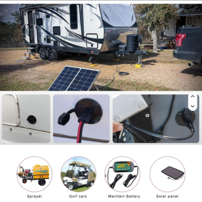 SAE-contactdoos zijwandpoort met stofkap en montageschroeven, paneelmontageconnector voor zonne-energie, motorfiets, batterij opladen