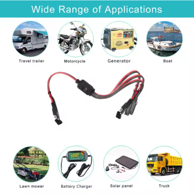 SAE 1 tot 3-weg stroomverdelerkabel, SAE Y-adapter voor zonnepaneel, acculader, 12V DC stroomverdeling