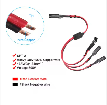 SAE 1 tot 3-weg stroomverdelerkabel, SAE Y-adapter voor zonnepaneel, acculader, 12V DC stroomverdeling