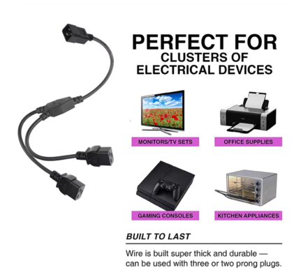 C20 tot Dual C19 Power Splitter Cable, 250V 16A, Heavy Duty IEC Extension Cord voor PDU, Server, Data Center gebruik