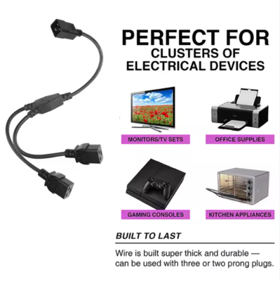 C20 tot Dual C19 Power Splitter Cable, 250V 16A, Heavy Duty IEC Extension Cord voor PDU, Server, Data Center gebruik